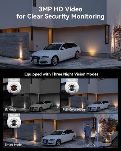 Wireless Security Camera System with 10" Monitor, 2X 3MP PTZ Camera in Kuwait