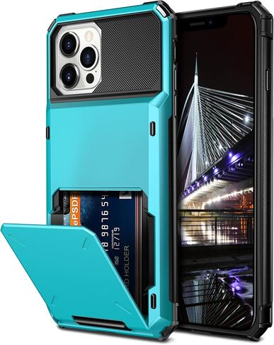 محفظة Vofolen لهاتف iPhone 13 Pro Max مع حامل 4 بطاقات أزرق سماوي in Kuwait