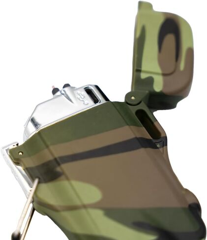 Survival Frog Tough Electric Lighter 2.0 - Waterproof & Windproof Lighters - Flameless Top-Facing Dual Arc Plasma, USB Rechargeable Built-in Flashlight, Camping, Survival Fire Starter (Camo) in Kuwait