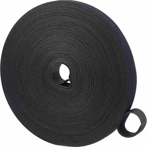 1/2 Inch Hook and Loop Roll Reusable Cable Ties Cable Management Straps Cord Organizer Double-Sided Heavy Duty Strips Black Cord Wrap for Computer Home Office Date Center (Black, 1/2inch 54Yards) in Kuwait