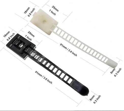 30 pcs Adhesive Cable Ties Adjustable Cable Mount. Self-adhesive Nylon Cord Clip Fastener, Cable Management Wire Organizer Fixture (Black) in Kuwait