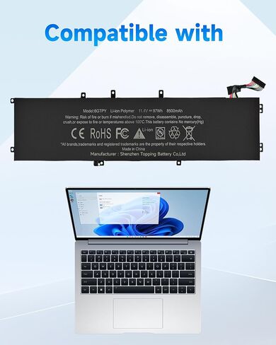 6GTPY Replacement Battery for Dell XPS 15 9560 9570 7590 Precision 5510 5520 5530 5540 Vostro 7500 7590 Series GPM03 5D91C 5XJ28 4GVGH 1P6KD 5041C P56F P56F001 P56F002 Laptop in Kuwait