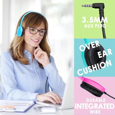Kids Headphones Bulk 10 Pack for School Classroom Student Children Toddler Boys Girls Teen and Adult, Computer Earphones Class Set of Headphones for Students (PU102,10 Mixed) in Saudi Arabia