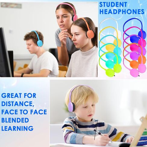 Kids Headphones Bulk 10 Pack for School Classroom Student Children Toddler Boys Girls Teen and Adult, Computer Earphones Class Set of Headphones for Students (PU102,10 Mixed) in Saudi Arabia