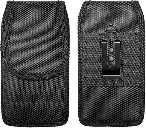 Nylon Cellphone Holster for Samsung Xcover 7 Pro, Boost Summit/Celero5G SC, TCL 60XE/50XL - Vertical Case Canvas Waist Carrying Pouch with Belt Clip/Loops (Fits with Otterbox & Thick Cases) in Kuwait
