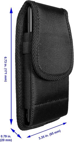 Nylon Cellphone Holster for Samsung Xcover 7 Pro, Boost Summit/Celero5G SC, TCL 60XE/50XL - Vertical Case Canvas Waist Carrying Pouch with Belt Clip/Loops (Fits with Otterbox & Thick Cases) in Kuwait