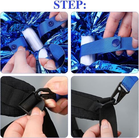 12/24 Pcs Cheerleading Pom Poms Holder with Snap Closure Hanger Cheerleading Name Tags Accessories Adjustable Backpack Straps Keychains Holder Gifts for Girls, No Pom Poms,Blue,24 Pcs in Kuwait