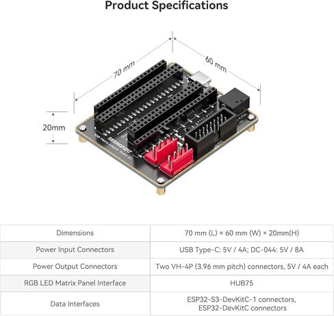 RGB Matrix Adapter for ESP32-DevKitC, HUB75 5V in Kuwait