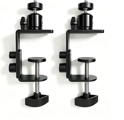 2 Pcs C-Clamp Mount with Mini Ball Head Mount, 1/4" Screw Mount Adapter Camera Clamp for Desk/Deck/Branch/Railing, Compatible with Arlo, Wyze, Ring Stick Up Cam and More (Black, 3.1in) in Saudi Arabia