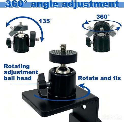 2 Pcs C-Clamp Mount with Mini Ball Head Mount, 1/4" Screw Mount Adapter Camera Clamp for Desk/Deck/Branch/Railing, Compatible with Arlo, Wyze, Ring Stick Up Cam and More (Black, 3.1in) in Saudi Arabia