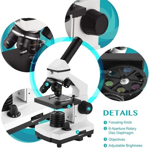 64X-640X Professional Biological Microscope Up/Down LED Monocular Microscope for Students Kids Education with Slides in Kuwait