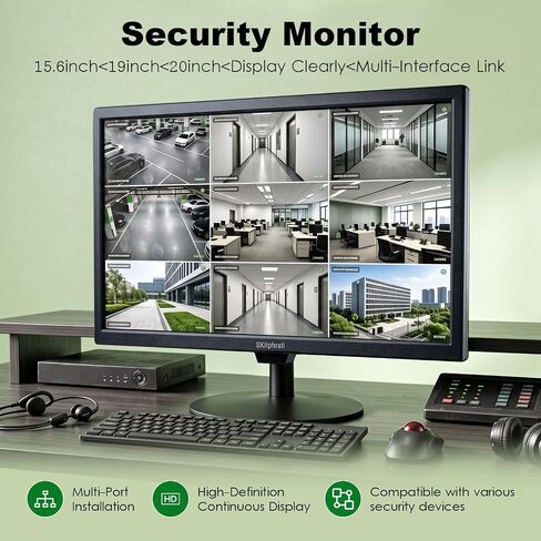 شاشة كمبيوتر صغيرة 15.6 بوصة من SKitphrati، شاشة فيديو 1366x768 مع منافذ HDMI VGA BNC، تركيب VESA، NVR/DVR للمكتب المنزلي، مكبرات صوت مدمجة in Kuwait