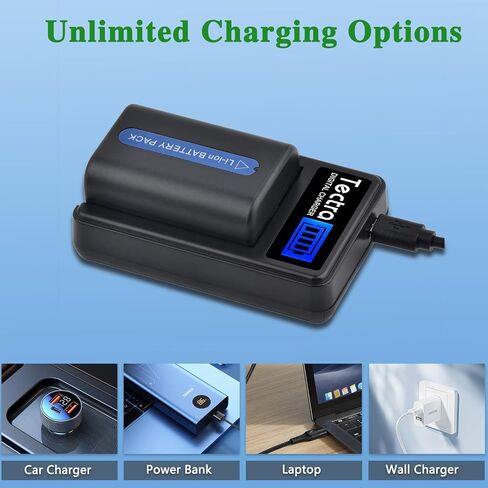 Tectra 2pack NP-FM50 NP-FM30 Battery & Charger for Sony Camcorder handycam in Saudi Arabia