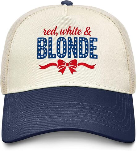 Red White and Blonde Hat Trucker Hat for Women Baseball Cap Funny Gifts in Saudi Arabia