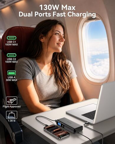 GREPRO 100W Laptop Power Bank, 20000mAh 130W Total Aluminum Alloy USB C in Kuwait