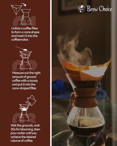 50ct Pre-folded Cone Coffee Filters, for CHEMEX Coffee Makers in Kuwait