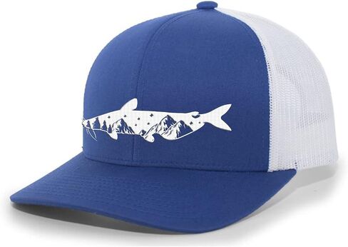 Heritage Pride Freshwater Fish Forest Mountain Scenic Catfish Mens Embroidered Mesh Back Trucker Hat in Kuwait