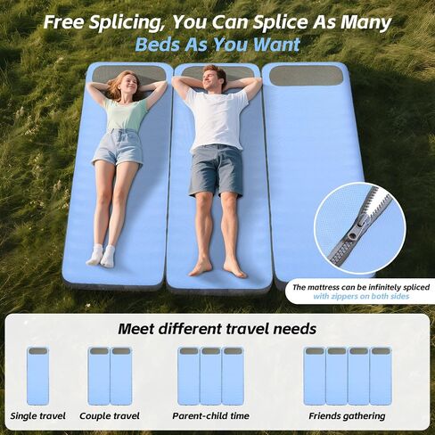 Sleeping Pad, 5.5" Thick Self Inflating Sleeping Pad with Electric Pump,4 Season Camping Mattress Pad with Built-in Pillow, Camping Essentials Gear for Hiking, Backpacking,Tent Use,Camping in Kuwait