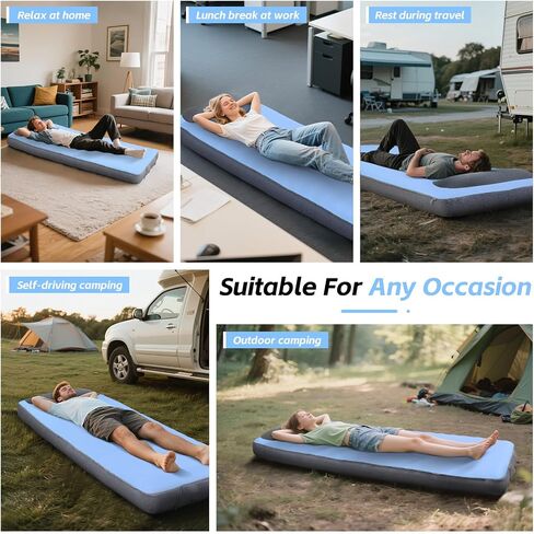 Sleeping Pad, 5.5" Thick Self Inflating Sleeping Pad with Electric Pump,4 Season Camping Mattress Pad with Built-in Pillow, Camping Essentials Gear for Hiking, Backpacking,Tent Use,Camping in Kuwait