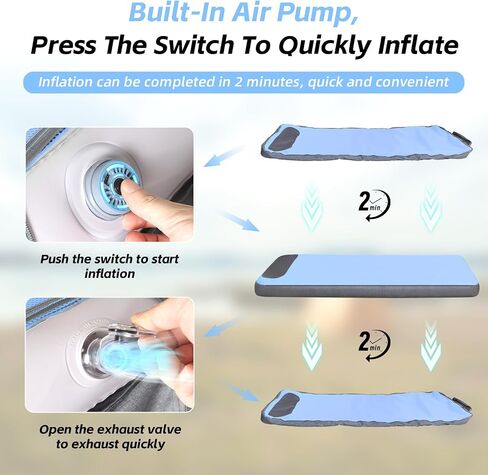 Sleeping Pad, 5.5" Thick Self Inflating Sleeping Pad with Electric Pump,4 Season Camping Mattress Pad with Built-in Pillow, Camping Essentials Gear for Hiking, Backpacking,Tent Use,Camping in Kuwait
