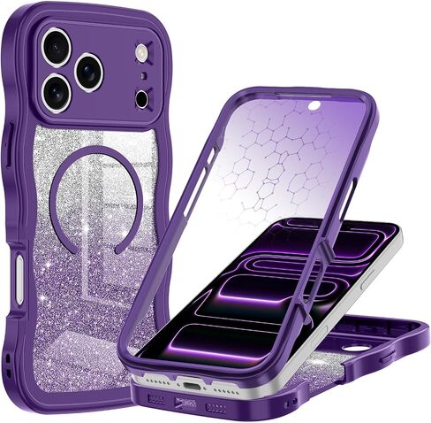 for iPhone 16 Plus Case,Compatible with MagSafe,Magnetic Glitter Case Built-in 9H Tempered Glass Screen Protector,Shockproof Protective Case for Apple iPhone 16 Plus,Blue in Kuwait