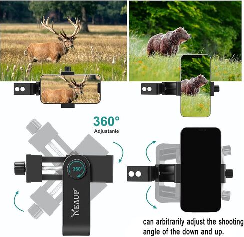 Universal Cell Phone Holder Mount 360° Smartphone Compound Bow Adapter for Smartphone Camera with 2 Installation Methods in Kuwait