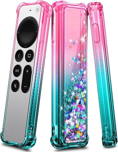 NZND for Apple TV Remote Case, Cute Liquid Glitter TPU Cover, Pink/Aqua in Kuwait