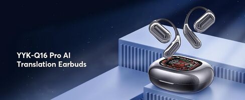 Q16PRO AI Wireless Translation Earbuds with 70 Hour Bluetooth 5.4 Sports Earbuds, Wireless smart Touch Screen, Ear Cup with Ear Hooks, IPX5 Waterproof for Business and Travel in Saudi Arabia