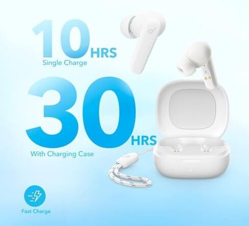 Soundcore by Anker P20i True Wireless Earbuds, 10mm Drivers with Big Bass, Bluetooth 5.3, 30H Long Playtime, Water-Resistant, 2 Mics for AI Clear Calls, 22 Preset EQs, Customization (White&Blue) in Kuwait