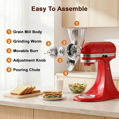 FOCOLLK Grain Mill Attachment for KitchenAid, 9 Levels Flour Mill Grinder in Saudi Arabia