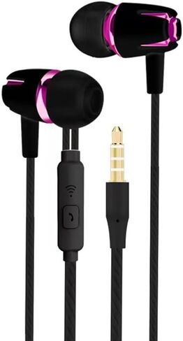 Wired In-Ear Headphones with Noise Cancelling Mic 3.5mm Earbuds for Smartphones Tablets Laptops MP3 Players(black pink) in Saudi Arabia