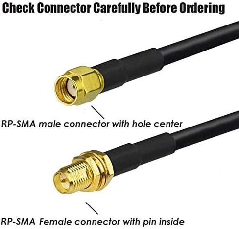 CORONIR 3M 10ft RP-SMA Coaxial Extension Cable Male to Female Connector for Wireless LAN Router Bridge & Other External Antenna Equipment-2Pack in Kuwait