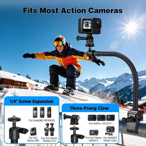 Action Camera Mount, Gooseneck Mount with 1/4" Screw & 360° Ball Head in Kuwait