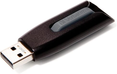 Verbatim 128GB USB 3.0 Store 'n' Go V3 Flash Drive - Cap-Less & PC/Mac Compatible - Gray in Kuwait