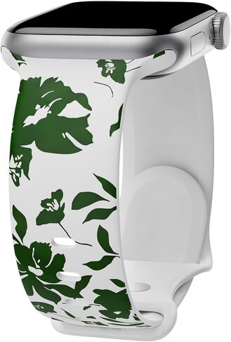 Floral Band Compatible with Apple Watch Band 41mm 40mm 38mm 45mm 44mm 42mm 49mm Women, Soft Silicone Printed Sport Strap for iWatch Series 11 10 9 8 7 6 5 4 3 SE Ultra in Kuwait