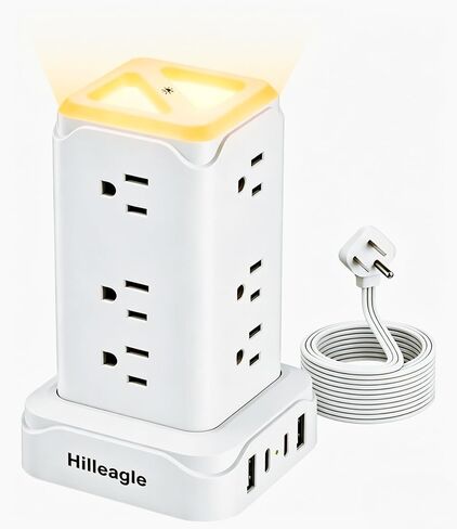Desktop Power Strip Tower with Touch LED Night Light,USB C 20W Fast Charge in Kuwait