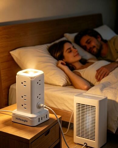 Desktop Power Strip Tower with Touch LED Night Light,USB C 20W Fast Charge in Kuwait