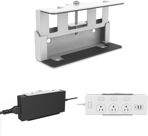 Monzlteck All-Metal Adjustable Width Power Strip/Laptop Chargers Holder Mount - Under Desk or Wall Mountable Universal Organizer for Power Strips, Laptop Chargers & Cable Management (Large) in Kuwait