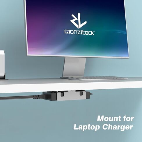Monzlteck All-Metal Adjustable Width Power Strip/Laptop Chargers Holder Mount - Under Desk or Wall Mountable Universal Organizer for Power Strips, Laptop Chargers & Cable Management (Large) in Kuwait