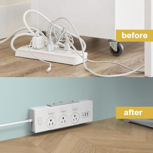Monzlteck All-Metal Adjustable Width Power Strip/Laptop Chargers Holder Mount - Under Desk or Wall Mountable Universal Organizer for Power Strips, Laptop Chargers & Cable Management (Large) in Kuwait