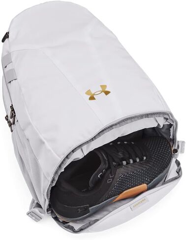 Under Armour Unisex Hustle 5.0 Team BackpackDISC, (100) White / / Metallic Gold, One Size Fits All in Kuwait