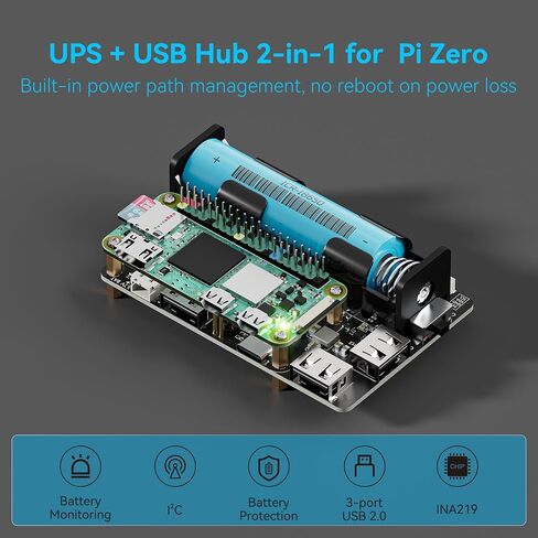 Pi Zero UPS HAT, 5V Uninterruptible Power Supply with 3-Port USB Hub in Kuwait
