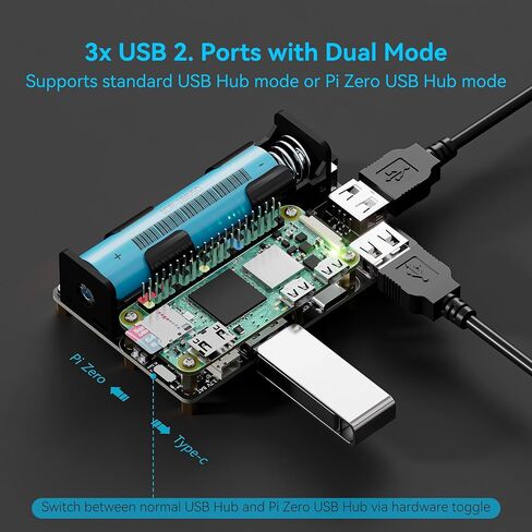 Pi Zero UPS HAT, 5V Uninterruptible Power Supply with 3-Port USB Hub in Kuwait