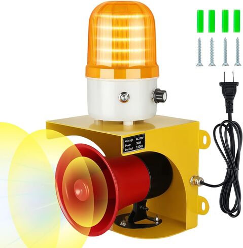 AC110V Industrial Siren Alarm Strobe Light-120dB Loud Horn&Red Beacon Warning Light,Waterproof Indoor/Outdoor Safety Alarm for Emergency,Factory,Office,Fires,Tornado,Intruders,Animal Deterrent in Saudi Arabia