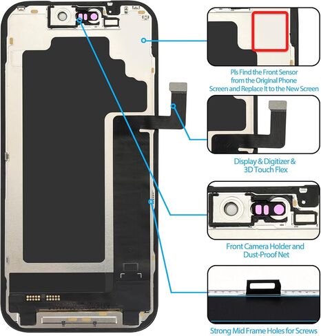 for iPhone 17 Pro Screen Replacement 6.3' 【Not LCD, is Soft OLED】, 3D Touch Display Full Repair kit, Digitizer +Screen Assembly with Tools Set, Tempered Glass, Instruction in Kuwait
