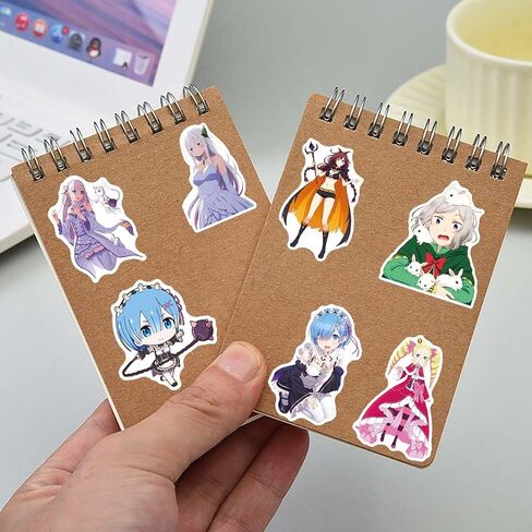 50 قطعة من ملصقات Re:Zero - Starting Life in Another World لزجاجة المياه، ملصقات فينيل مقاومة للماء من الرسوم المتحركة اللطيفة للفتيات المراهقات والأطفال والكمبيوتر المحمول ولوحة التزلج والدراجة والجيتار وخوذة الكمبيوتر المحمول in Kuwait
