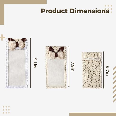 5 Pcs Beige TV Remote Control Cover Set, Dustproof Polyester Fiber Remote Protector with Lace Bowknot Detail, Starry Pattern for Home Decor, 9.1 in, 7.9 in, 6.7 in Sizes Included in Saudi Arabia