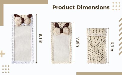 5 Pcs Beige TV Remote Control Cover Set, Dustproof Polyester Fiber Remote Protector with Lace Bowknot Detail, Starry Pattern for Home Decor, 9.1 in, 7.9 in, 6.7 in Sizes Included in Saudi Arabia