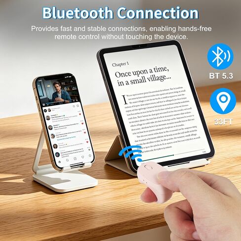 Mini Finger Ring Mouse with Charging Case Wearable Bluetooth Remote Control Scrolling Ring Thumb Mouse Wireless Handheld Air Mouse for Smartphone Tablet iPad for Page Turn Take Photo Watch Video, Pink in Saudi Arabia