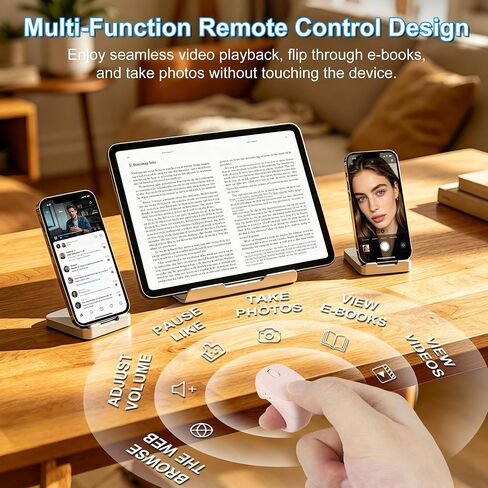 Mini Finger Ring Mouse with Charging Case Wearable Bluetooth Remote Control Scrolling Ring Thumb Mouse Wireless Handheld Air Mouse for Smartphone Tablet iPad for Page Turn Take Photo Watch Video, Pink in Saudi Arabia